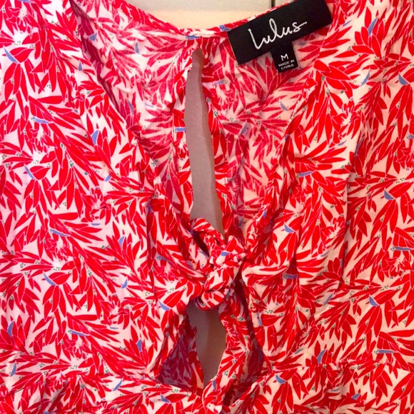 Red and white flowy romper - Picture 2 of 3